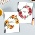 Personalisierte Aquarell Geburt Blume Kranz Name A5 Spirale Notebook mit 120 linierten Seiten und Text Geburtstag Geschenk für Frauen Mädchen