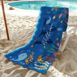 Personalised Quick Dry Ocean World Oversized Microfiber Kid Beach Towel with Initial and Name Summer Travel Essential Gift for Boys Girls