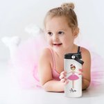 Personalized Colorful Cute Ballet Girl 15oz Insulated Name Water Bottle with Folding Straw and Handle Birthday Gift for Ballerina