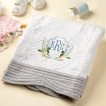 Personalisierte bestickt niedlich Salbei Stockente Monogramm 100% Baumwolle weiches Baby Steppdecke mit Monogramm Baby Dusche Geschenk für Neugeborene