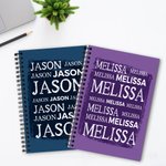 Personligt namnmoln i flera färger A5 spiralanteckningsbok med 120 linjerade sidor Födelsedagspresent till vänner familj