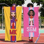Personalized Basketball Cartoon Character Monogram Stripe Oversized Quick Dry Beach Towel Birthday Vacation Accessories Gift for Basketball Lovers