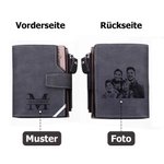 Personalisierte Faltbare Foto PU-Leder Geldbörse mit Namen Initiale Gravur Vatertag Jahrestag Geschenk für Herren