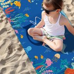 Personalised Quick Dry Ocean World Oversized Microfiber Kid Beach Towel with Initial and Name Summer Travel Essential Gift for Boys Girls