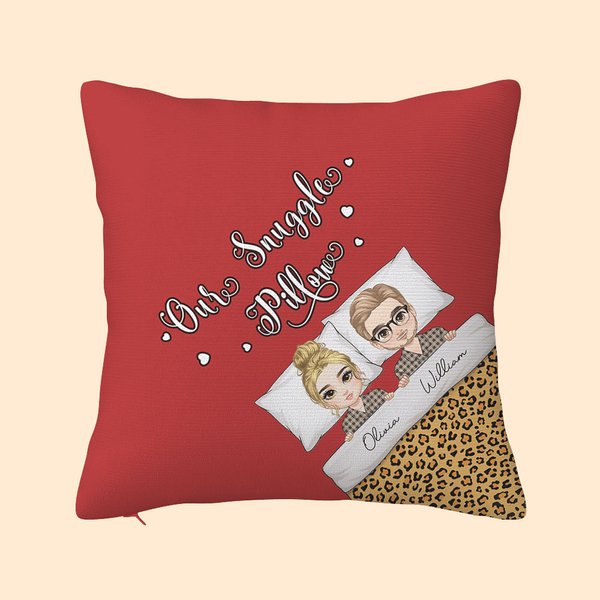Personalized Our Snuggle Soft Throw Pillow Cover with Name Home Decor Valentine's Day Anniversary Housewarming Gift for Couple Newlywed