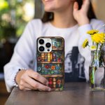 Custodia per telefono in vetro colorato con iniziali per iPhone Samsung Compleanno Regalo del club del libro per gli amanti dei libri.