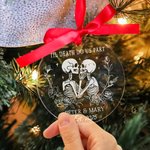 Personlig Til Death Do Us Part Kissing Skeletons Clear Acrylic Ornament med namn och år Gothic Home Decor Halloween Anniversary Gift for Couple