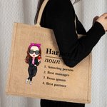 Personalizzato Cartoon Urban Beauty Nome Definizione Riutilizzabile Grande Tote Bag Juta Compleanno Addio al Nubilato Regalo Damigella d'onore per Donne