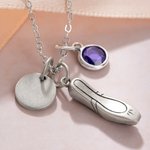 Collier de pierres de naissance pour chaussure de ballet avec initiale gravée Anniversaire Cadeau pour Ballerine