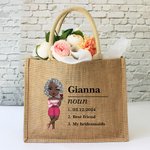 Personalizzato Cartoon Urban Beauty Nome Definizione Riutilizzabile Grande Tote Bag Juta Compleanno Addio al Nubilato Regalo Damigella d'onore per Donne