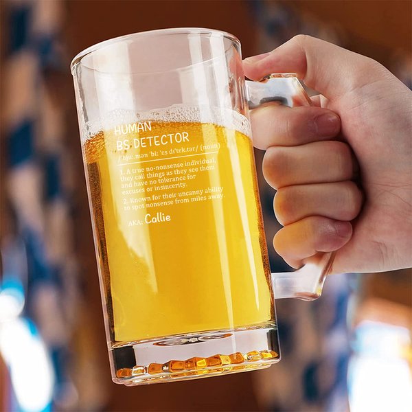 Personalisierte eingraviert lustiges Zitat Definition Name 16oz Glas Bierkrug mit Griff Geburtstag Party Geschenk für Männer Freunde Schnapsliebhaber