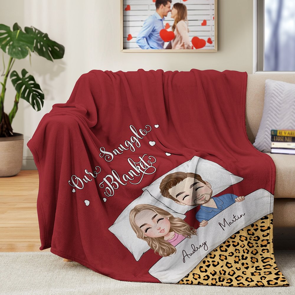 Personnalisé Cartoon Character Our Snuggle Soft Throw Blanket with Name Home Decor Valentine's Day Anniversary Gift for Couple Newlywed