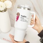 Personalizzato multicolore Cartoon Nome Definizione 40 oz Tumbler con testo e cannuccia Regalo di compleanno per amici di famiglia