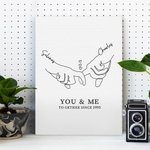 Personalized Holding Hands Painting with Name and Date Valentine's Day Anniversary Gift for Couple