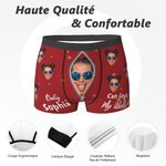 Caleçon Personnalisé avec Photo de Visage et Nom Thème Jingle My Bells Cadeau Amousant de Noël Anniversaire pour Homme