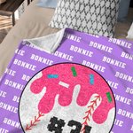 Gepersonaliseerde Multicolor Baseball Ice Cream Drip Soft Throw Deken met Naam en Nummer Team Celebration Game Day Verjaardagscadeau voor honkballiefhebber