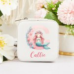 Personalized Cute Pink Fantasy Mermaid Initial Name Jewelry Box Back-to-school Season Birthday Baptism Gift for Girls