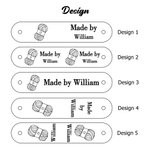 Personalized Set of 10 Made By Leather Crochet Knitted Tags Labels with Engraved Name Rivets Knitwear Accessories Gift for DIY Knitter Sewing Lovers