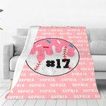 Gepersonaliseerde Multicolor Baseball Ice Cream Drip Soft Throw Deken met Naam en Nummer Team Celebration Game Day Verjaardagscadeau voor honkballiefhebber
