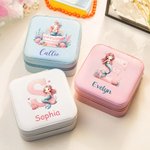Personalized Cute Pink Fantasy Mermaid Initial Name Jewelry Box Back-to-school Season Birthday Baptism Gift for Girls
