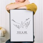 Personalized Holding Hands Painting with Name and Date Valentine's Day Anniversary Gift for Couple