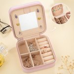 Gepersonaliseerde fantasie zeemeermin meisje draagbare lederen naam sieraden doos met spiegel reis accessoires verjaardagscadeau voor vrouwen meisjes