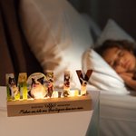 Veilleuse LED Personnalisée de Nom 3-7 Photos des Chiens Chats avec Base en Bois Cadeau de Sympathie Souvenir pour Propriétaire d'Animal de Compagnie