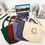 Personalizzato Bouquet di fiori nascita Cartoon Character Corduroy Tote Bag con iniziale e nome Uso quotidiano Compleanno Regalo per la festa della mamma per le ragazze donne