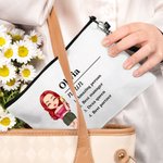 Gepersonaliseerd Cartoon Karakter Naam Definitie Make-up tasje met tekst en polsbandje Verjaardag Travel Essentials Gift voor vrouwen