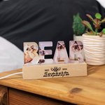 Veilleuse LED Personnalisée de Nom 3-7 Photos des Chiens Chats avec Base en Bois Cadeau de Sympathie Souvenir pour Propriétaire d'Animal de Compagnie