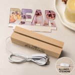 Veilleuse LED Personnalisée de Nom 3-7 Photos des Chiens Chats avec Base en Bois Cadeau de Sympathie Souvenir pour Propriétaire d'Animal de Compagnie