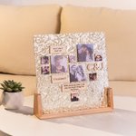 Personalized Heart Shaped 9 Photos Collage Acrylic Ripple Frame with Wood Base Desk Decor Valentine's Day Anniversary Gift for Couple
