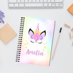 Personlig Fantasy Unicorn Star Name A5 spiralbok med 120 linjerte sider Bursdagsgave til familie og venner
