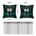Personalized Starry Double Heart Cartoon Character Throw Pillow Cover with Name and Year Home Decor Valentine's Day Anniversary Gift for Couple