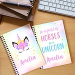 Personlig Fantasy Unicorn Star Name A5 spiralbok med 120 linjerte sider Bursdagsgave til familie og venner