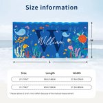 Personalised Quick Dry Ocean World Oversized Microfiber Kid Beach Towel with Initial and Name Summer Travel Essential Gift for Boys Girls