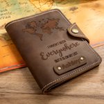 Personalized World Map Compass Genuine Leather Passport Holder with Engraved Name and Card Slots Travel Adventure Essential Gift for Travel Lover