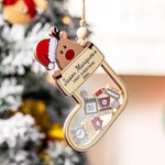 Ornement en Bois Personnalisé avec Nom et Informations du Bébé Style Bas de Noël et Renne Cadeau Premier Noël Naissance pour Bébé Nouveau-né