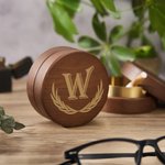 Cenicero portátil personalizado de acero inoxidable con tapa de nogal y monograma grabado Día del Padre Decoración de oficina Regalo de cumpleaños para fumadores Hombres