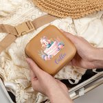 Gepersonaliseerde fantasie zeemeermin meisje draagbare lederen naam sieraden doos met spiegel reis accessoires verjaardagscadeau voor vrouwen meisjes