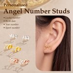 Personalised Dainty Angel Number Lucky Number Stud Earrings Birthday Gift for Friends Girls