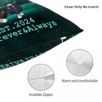 Personalized Starry Double Heart Cartoon Character Throw Pillow Cover with Name and Year Home Decor Valentine's Day Anniversary Gift for Couple