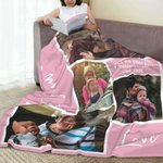 Gepersonaliseerde Love 4 Foto Collage Zachte Woondekens met Tekst Thuisdecoratie Moederdag Cadeau voor Familie