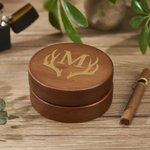 Cenicero portátil personalizado de acero inoxidable con tapa de nogal y monograma grabado Día del Padre Decoración de oficina Regalo de cumpleaños para fumadores Hombres