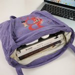 Personalizzato Bouquet di fiori nascita Cartoon Character Corduroy Tote Bag con iniziale e nome Uso quotidiano Compleanno Regalo per la festa della mamma per le ragazze donne