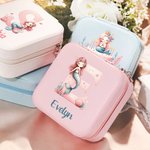 Personalized Cute Pink Fantasy Mermaid Initial Name Jewelry Box Back-to-school Season Birthday Baptism Gift for Girls