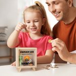 Personlig svordomsburk trä klar sparbössa spargris med namn födelsedagspresent för pojkar flickor