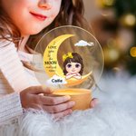 Personalisierte Ich liebe dich zum Mond Dreamy Cartoon Mädchen Junge LED-Nachtlicht mit hölzernen Basis und Namen Kinderzimmer Zimmer Dekoration Geburtstagsgeschenk für Kinder