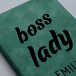 Personalized Boss Lady A5 Leather Journal Notebook with Name and 100 Lined Pages New Business Birthday Office Coworker Gift for Women Leaders