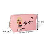 Borsa per trucco personalizzata con nome  e personaggio stile Y2K fatta in pelle PU regalo di compleanno per donne e ragazze